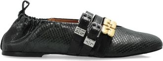 Ganni Ballerinas met bandjes - Dames - Ballerinas - Groen - 40 EU - Leer - Schoenen