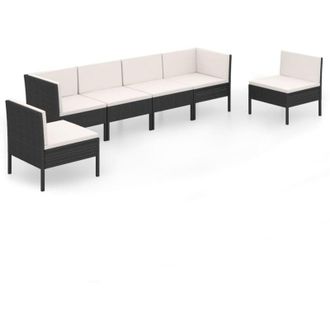 vidaXL 6 Pcs Garden Lounge Set Con Vime Pe Negro
