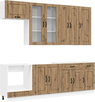 vidaXL Unidad De Cocina Kalmar 8 Uds. Roble Artisan Vidaxl