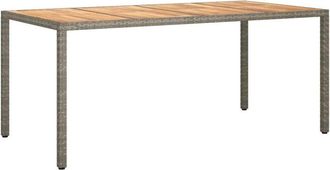 vidaXL Garden Table 190x90x75 cm Poly Rattan and Acacia Wood Grey Vidaxl