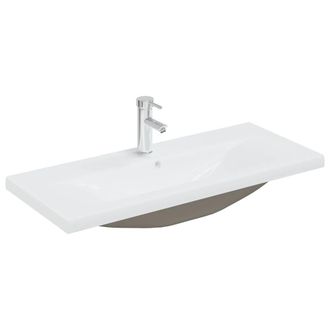 Berkfield Home Built-in Basin with Faucet 91x39x18 cm Ceramic White | Size: 91 x 39 x 18 cm
