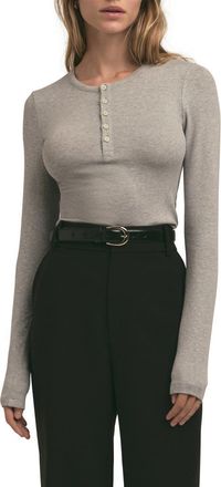 Favorite Daughter The Long Sleeve Rib Henley in Heather Grey at Nordstrom, Size X-Large
