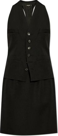 Dsquared2 Wollen Jurk - Dames - Feestkleedjes - Zwart - XS - Wol - Kleedjes