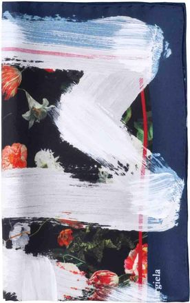 Maison Margiela Multicolor Floral Print Silk Scarf