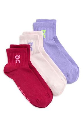 On Logo Mid 3-Pack Socks in Orchid/Comet at Nordstrom, Size Small