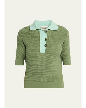 J.W.Anderson Short-Sleeve Textured Knit Polo Sweater