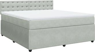 vidaXL Vidaxl - Cama Box Spring Con Colch&oacute;n Terciopelo Gris Claro 180x200 Cm