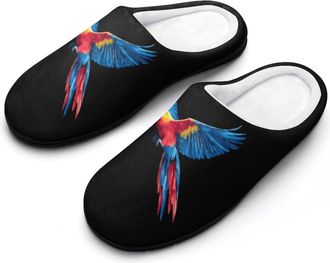 Generic Macaw Bird Watercolor Mens Slippers Memory Foam Winter Warm Sandals Slip On House Shoes Size 7-14