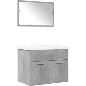 vidaXL Set Mobili da Bagno 3 pz Grigio Cemento in Legno Multistrato vidaXL