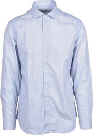 Mariano Napoli Light Blue Geometric Print Cotton Shirt