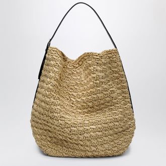 Toteme Tote bag with belt details in raffia, natural