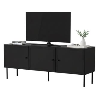 Dmora Mueble De Tv Sarzana, Aparador De Sal&oacute;n Con Tres Puertas Batientes, Elevado Del Suelo, 151x40 H60 Cm, Negro