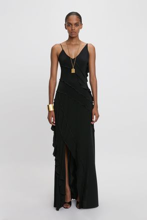 Victoria Beckham Frill Dress In Black 10