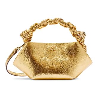 Ganni Handbags, female, Yellow, Size: ONE SIZE Metallic Mini Bou Bag