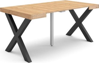 Skraut Home Mesa Consola Extensible, Mesa Comedor Plegable, 160, Para 8 Comensales, Patas Madera Maciza, Estilo Moderno, Roble - Skraut Home