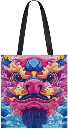 Generic Chinese Lion Dances Tote Bag for Women Men Shoulder Bags Purses Pouch Handbags