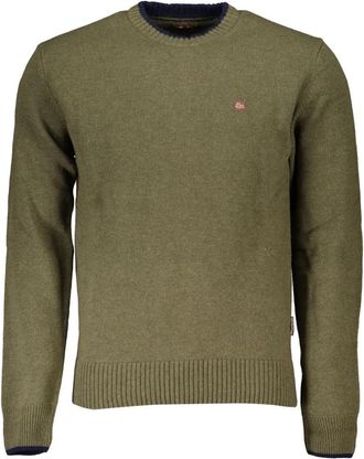 Napapijri Groene Trui met Lange Mouwen en Borduurwerk - Heren - Ronde hals truien - Groen - XL - Truien & Vesten