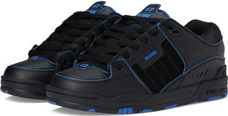 Globe Fusion Mens Skate Shoes Black/Blue/Mosaic : 7.5 D - Medium, Leather/Synthetic