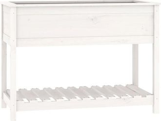 vidaXL Vidaxl - Jardinera Con Estante Madera Maciza Pino Blanca 111,5x54x81 Cm