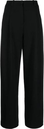 Emporio Armani High-Waist Geplooide Broek - Dames - Wijde Broeken - Zwart - L - Broeken