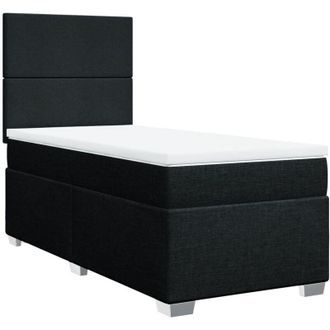 vidaXL Cama Box Spring Con Colch&oacute;n Tela Negro 100x200 Cm Vidaxl