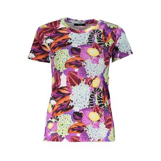 Cavalli Womens Floral Print Tshirt Ca26748 - White Cotton - Size X-Small