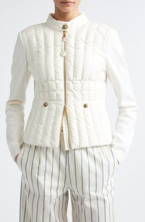 Moncler Mixed Media Down Jacket in White at Nordstrom, Size Xx-Large