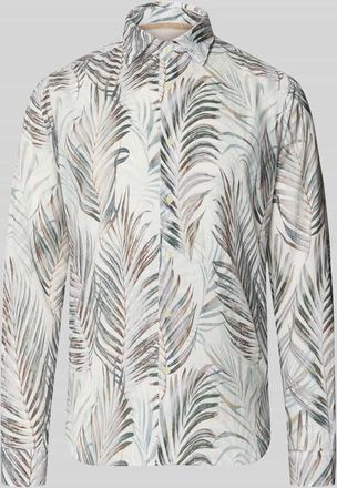 Fil Noir Regular Fit Business-Hemd aus Leinen-Baumwoll-Mix Modell ROMA in Khaki, Gr&ouml;&szlig;e 38