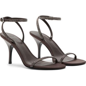 Mango Embellished Ankle Strap Sandal in Brown at Nordstrom, Size 7.5Us
