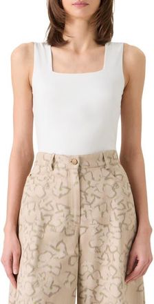Akris Signature Dot Square Neck Stretch Modal Tank in Cream at Nordstrom, Size 12