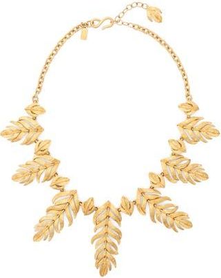Kenneth Jay Lane Feather Frontal Necklace in Gold at Nordstrom Rack