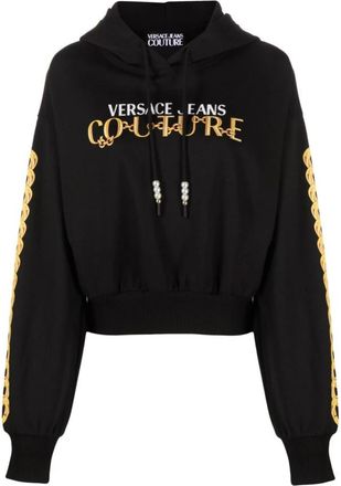 Versace Jeans Couture Zwarte Sweatshirts voor Dames Aw 23 - Dames - Hoodies - Zwart - L - Hoodies & sweatvesten