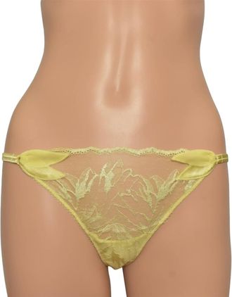 La Perla Womens Lace Thong Panty In Yellow