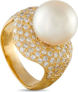 Luxury Bazaar 18K Yellow Gold 2.15ct Diamond and Pearl Ring MF28-043026