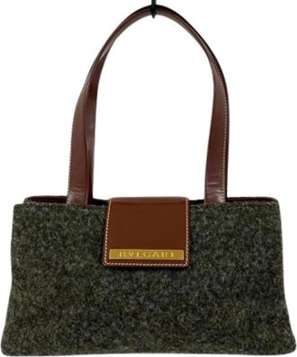 Bulgari Pre-owned Handbags, female, Green, Size: ONE SIZE Pre-owned Wool Handbag