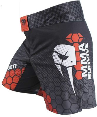 sotf Boxing Shorts for Men Training Fight Short Men MMA BJJ Shorts with Pocket Black Red XXL Waist 38.5-40 inch