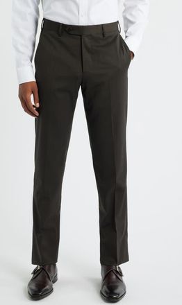 Zanella Parker Stretch Wool Trousers in Dark Brown at Nordstrom, Size 32