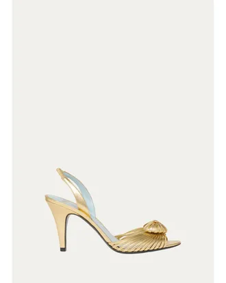 Valentino Garavani Coeur Royal 85mm Laminated Nappa Leather Slingback Sandals