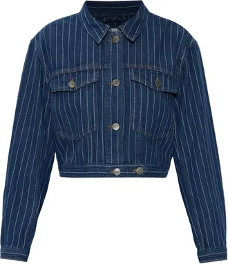 Munthe Lindy pinstripe cropped jacket - women - Organic Cotton - 34 - Blue