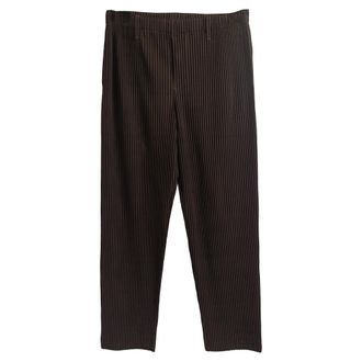 Issey Miyake Issey Miyake herenbroek met plooien, model 1, in bruin polyester
