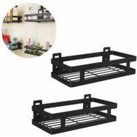 OEM Estanter&iacute;a Multifuncional De Acero Inoxidable - No Requiere Taladro - Para Ba&ntilde;o Y Cocina - Negro - 25 Cm - 2 Piezas - Crezuo