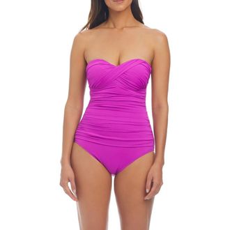 Bleu Rod Beattie Kore Twist One-Piece Swimsuit in Jacaranda at Nordstrom Rack, Size 14
