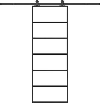 vidaXL Vidaxl - Puerta Corredera Con Set Herrajes Vidrio Esg Aluminio 76x205 Cm