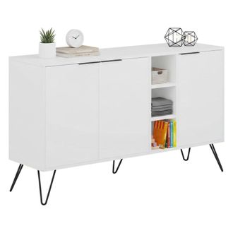 Dmora Aparador Perseus, Buf&eacute; De Sal&oacute;n, Aparador De Sal&oacute;n, Despensa De Cocina, 142x36h83 Cm, Blanco, Con Embalaje Reforzado - Dmora