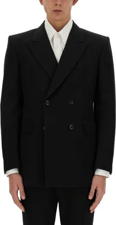 Alexander McQueen Navy Blue Solid Blazer