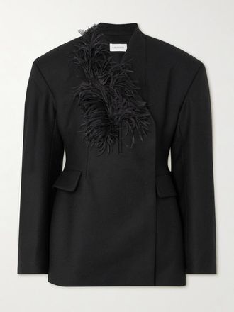 16Arlington Blazer In Twill Di Lana Con Piume Ram - Nero