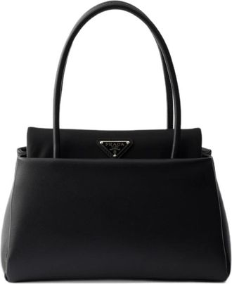 Prada Passage Small Leather Bag With Re-Nylon Flap