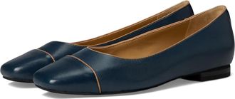 Trotters Harbor Flat Navy Tan Leather Square Toe Slip On HAWK242