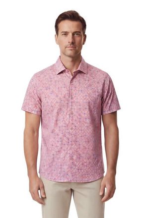Lords of Harlech Retro Star Mens Printed Button Up Shirt in Retro Star Coral at Nordstrom, Size X-Large