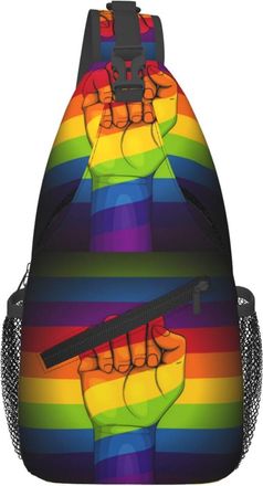 Generic Pride Rainbow Gay Rainbow Pride Month Chest Bag Adjustable Sling Bag With Zipper Backpack For Casual Runner Shopping